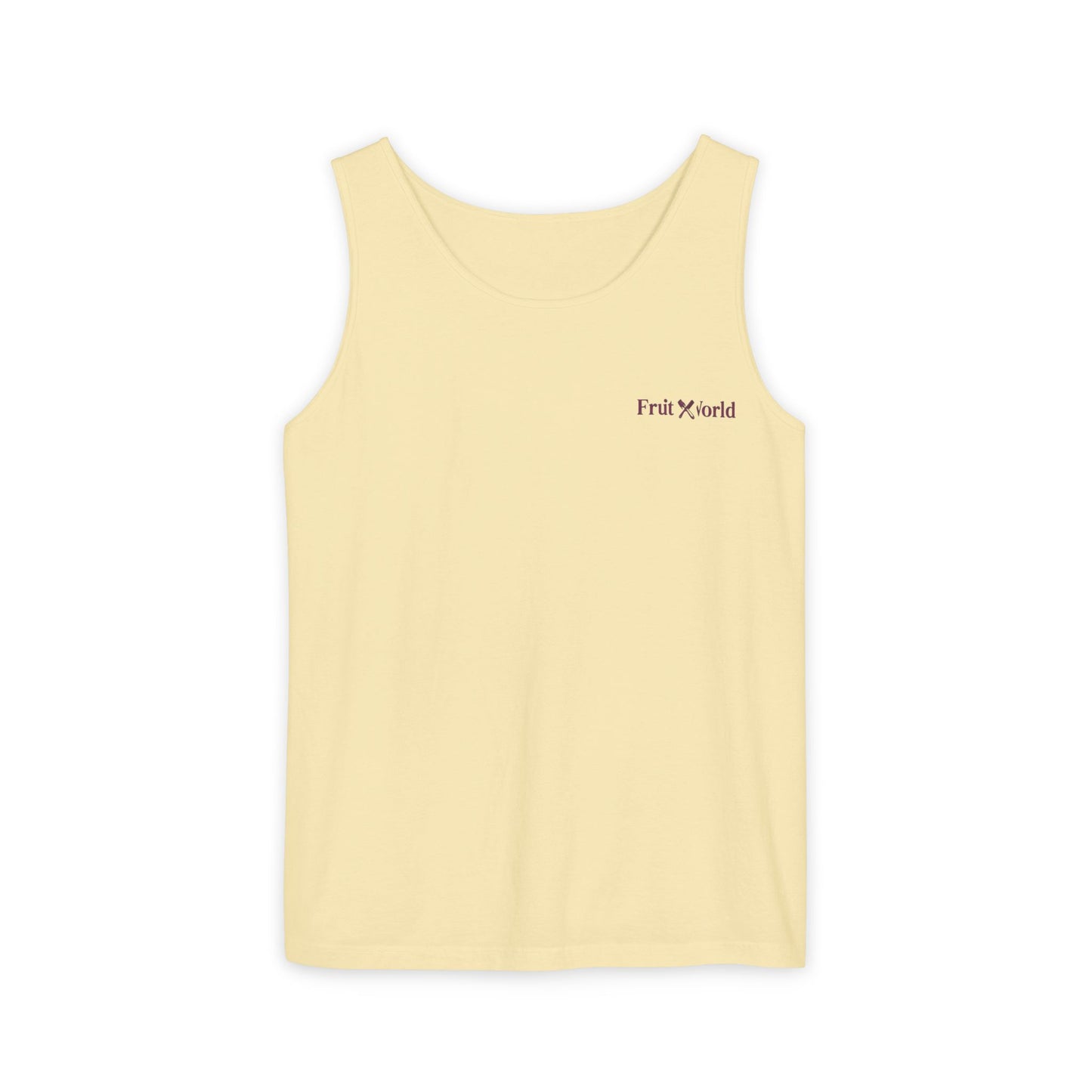 Fruit World Minimal Logo Tank Top — Casual Summer Graphic Tank