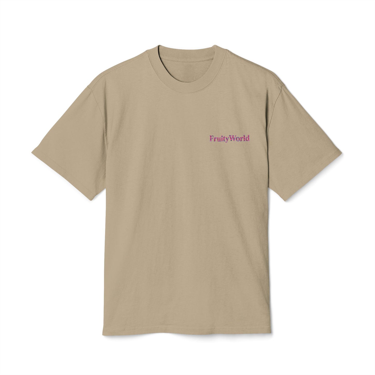 Fruity World Embroidered Tee — Minimal Logo T-Shirt