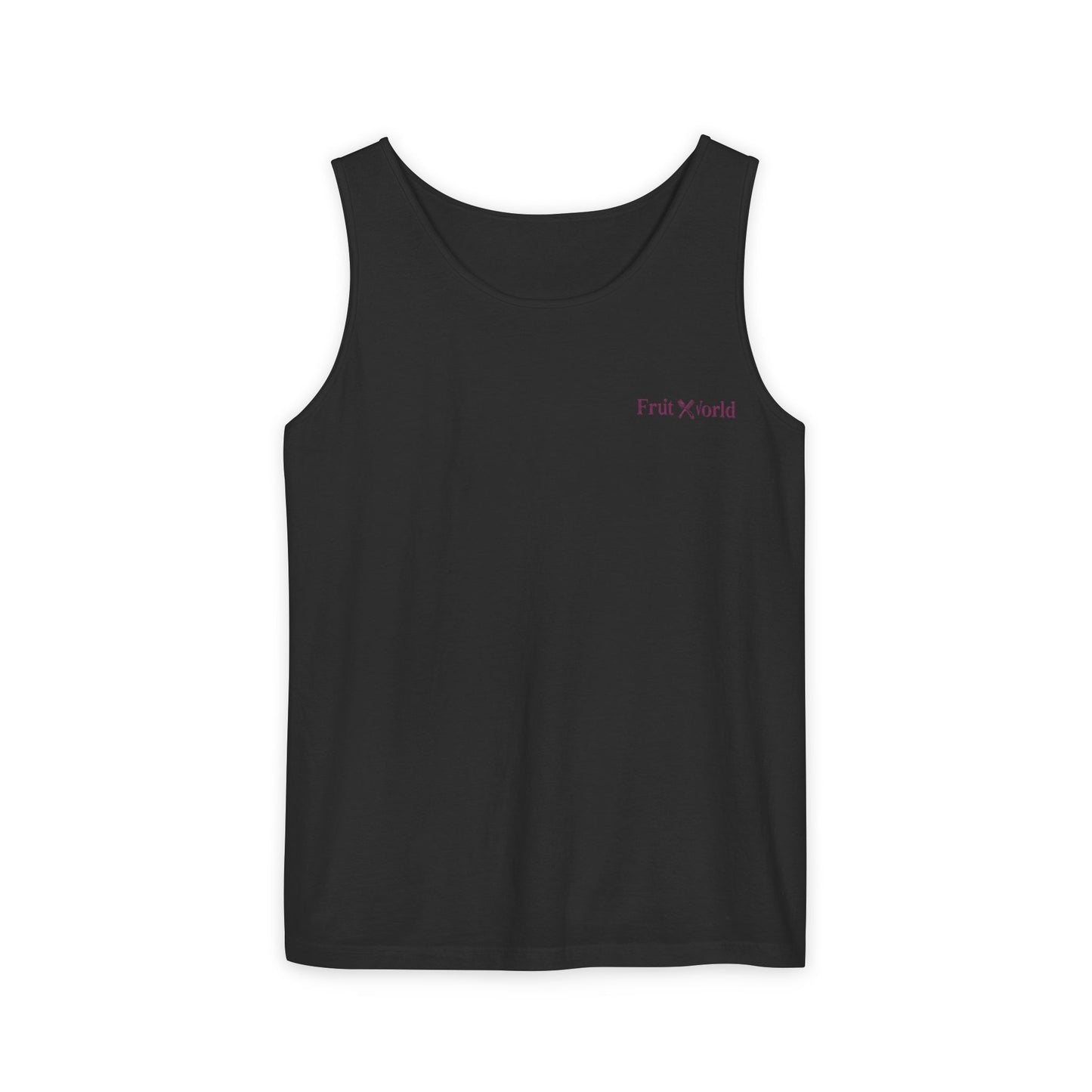 Fruit World Minimal Logo Tank Top — Casual Summer Graphic Tank