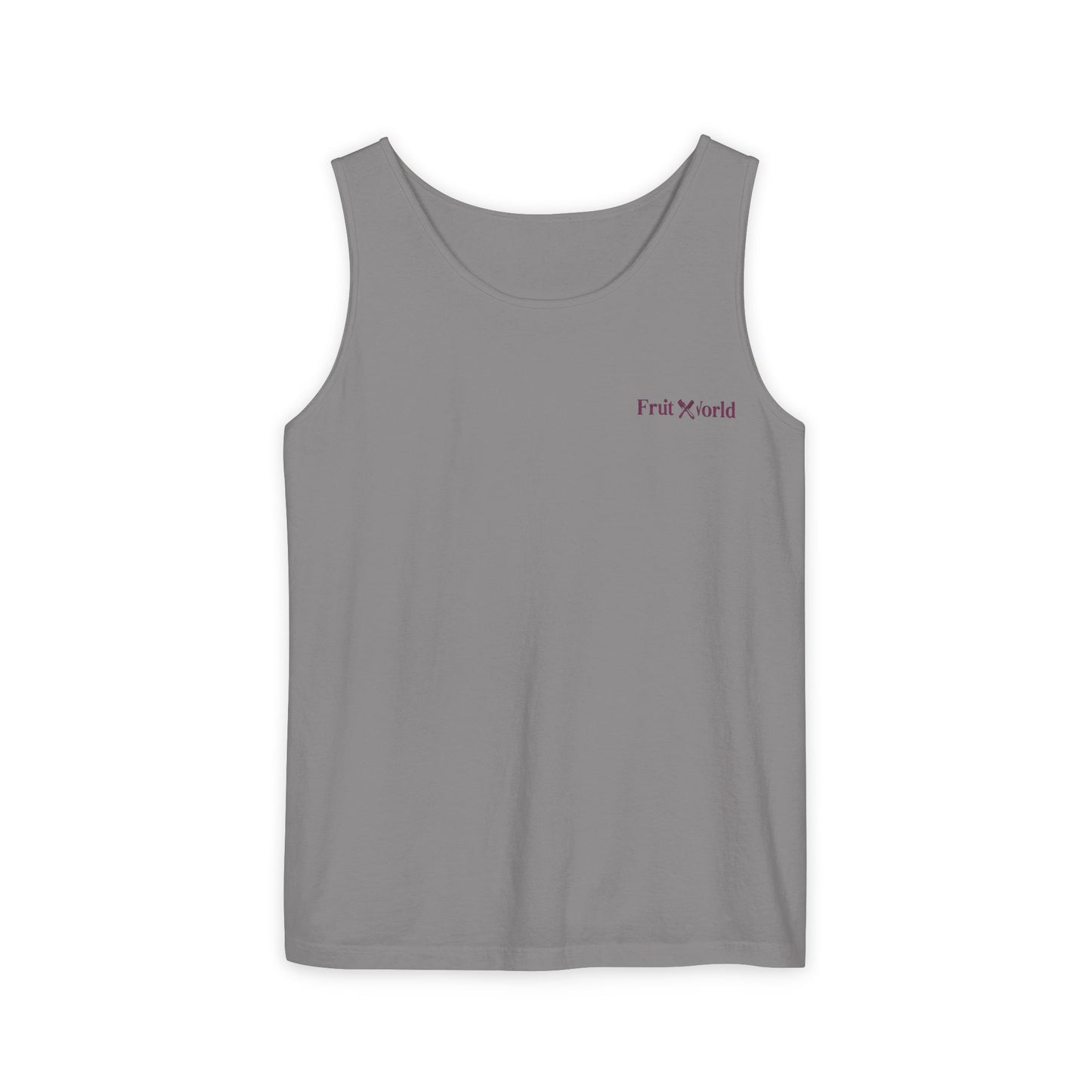 Fruit World Minimal Logo Tank Top — Casual Summer Graphic Tank