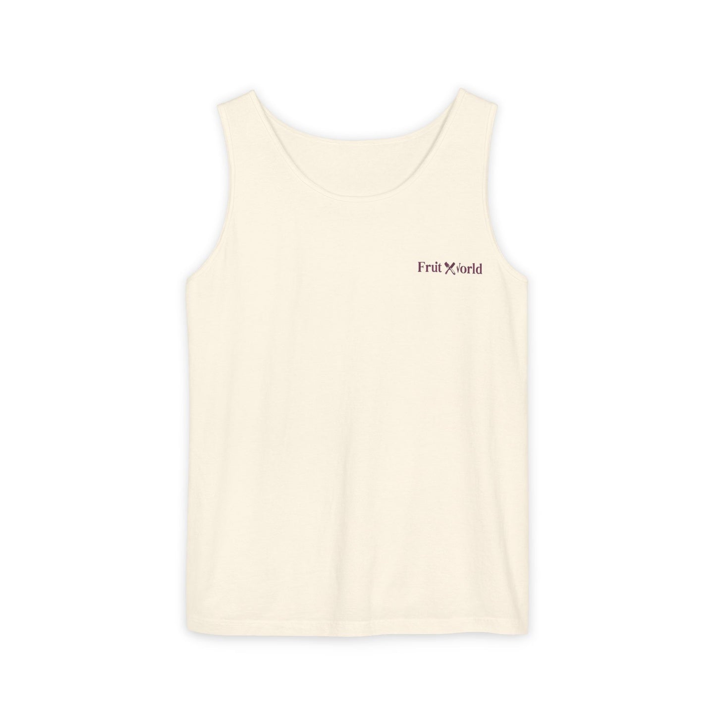 Fruit World Minimal Logo Tank Top — Casual Summer Graphic Tank