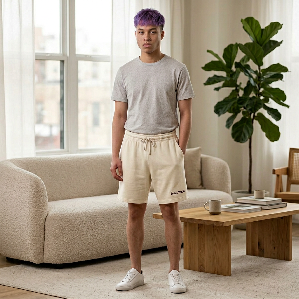Fleece Sweat Shorts with 'FruityWorld' Logo