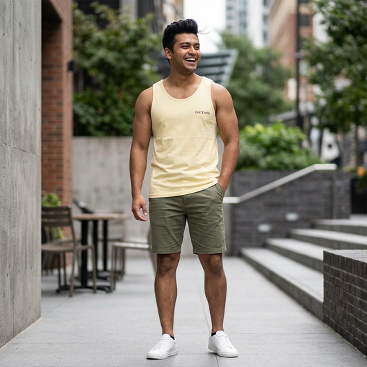 Fruit World Minimal Logo Tank Top — Casual Summer Graphic Tank