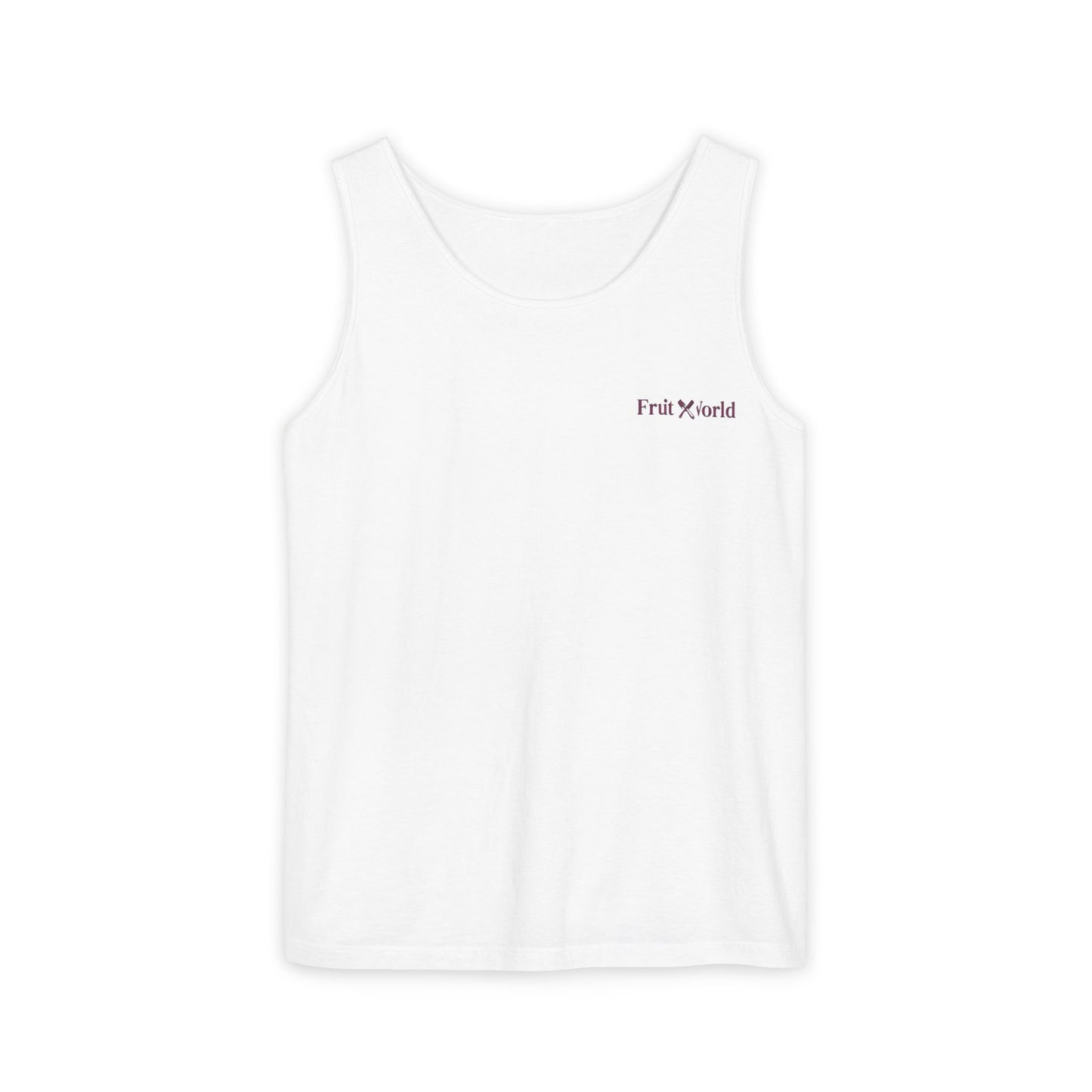 Fruit World Minimal Logo Tank Top — Casual Summer Graphic Tank