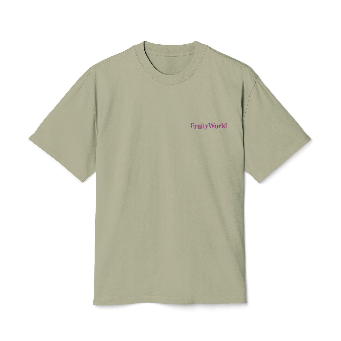 Fruity World Embroidered Tee — Minimal Logo T-Shirt