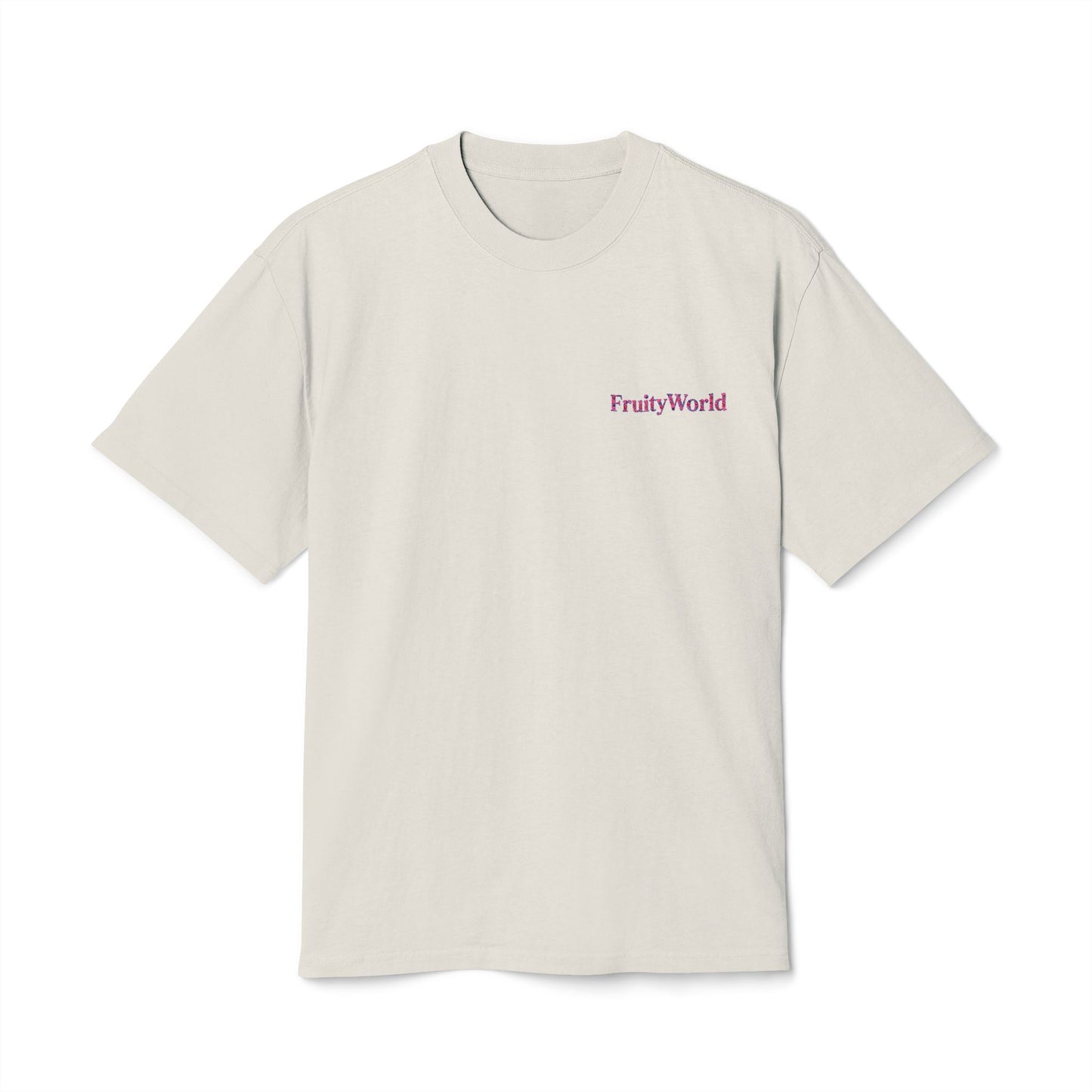 Fruity World Embroidered Tee — Minimal Logo T-Shirt
