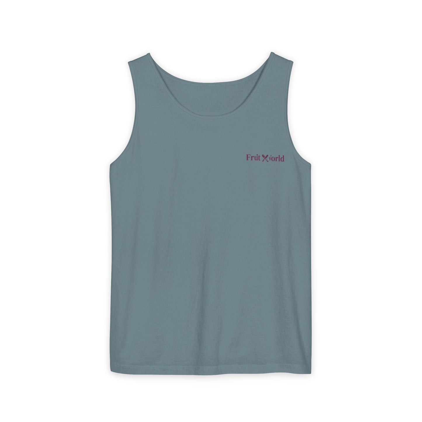 Fruit World Minimal Logo Tank Top — Casual Summer Graphic Tank